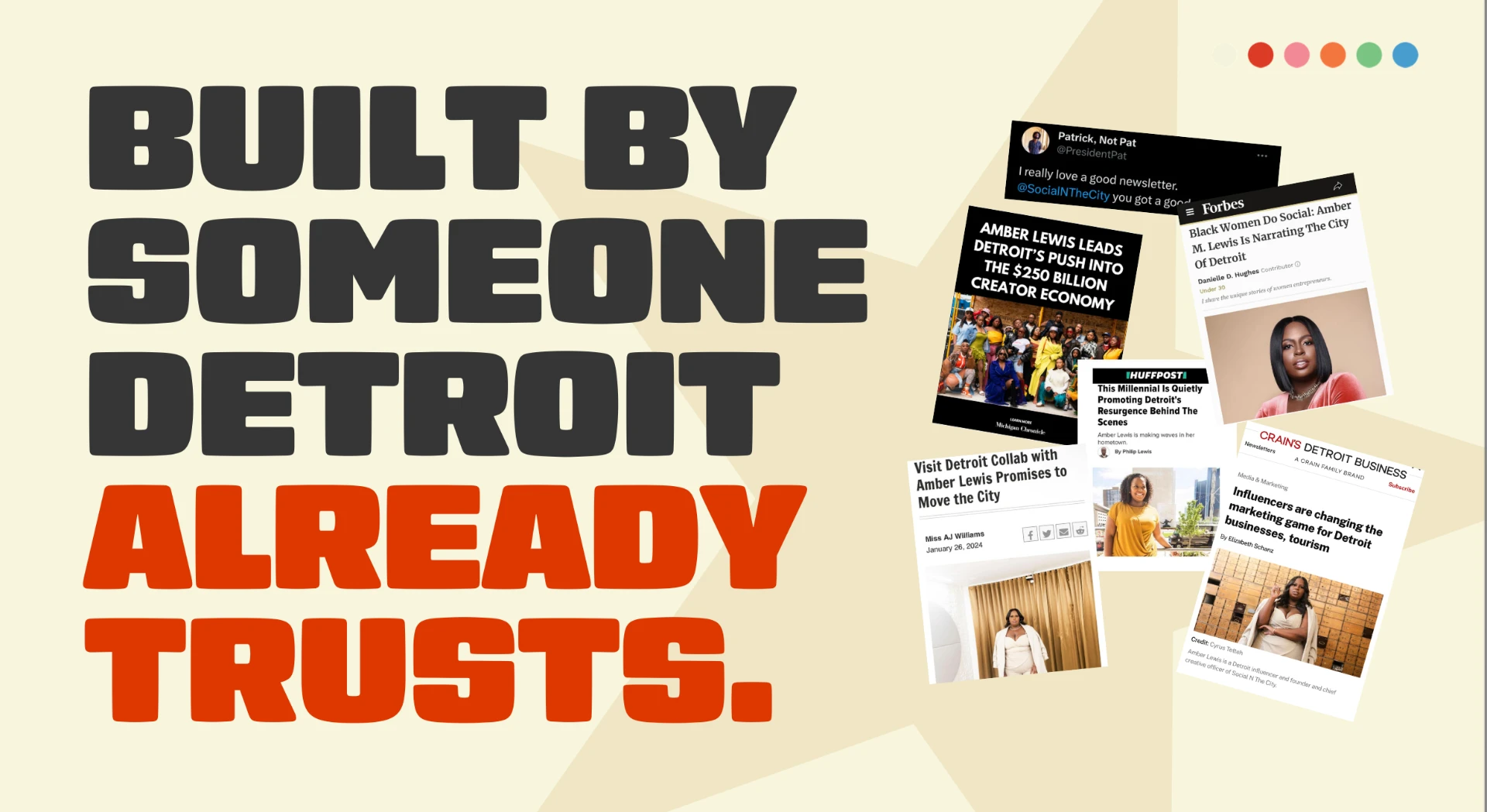 Built by someone Detroit already trusts — Amber M. Lewis featured in Forbes, HuffPost, Crain's Detroit Business, Michigan Chronicle and Visit Detroit